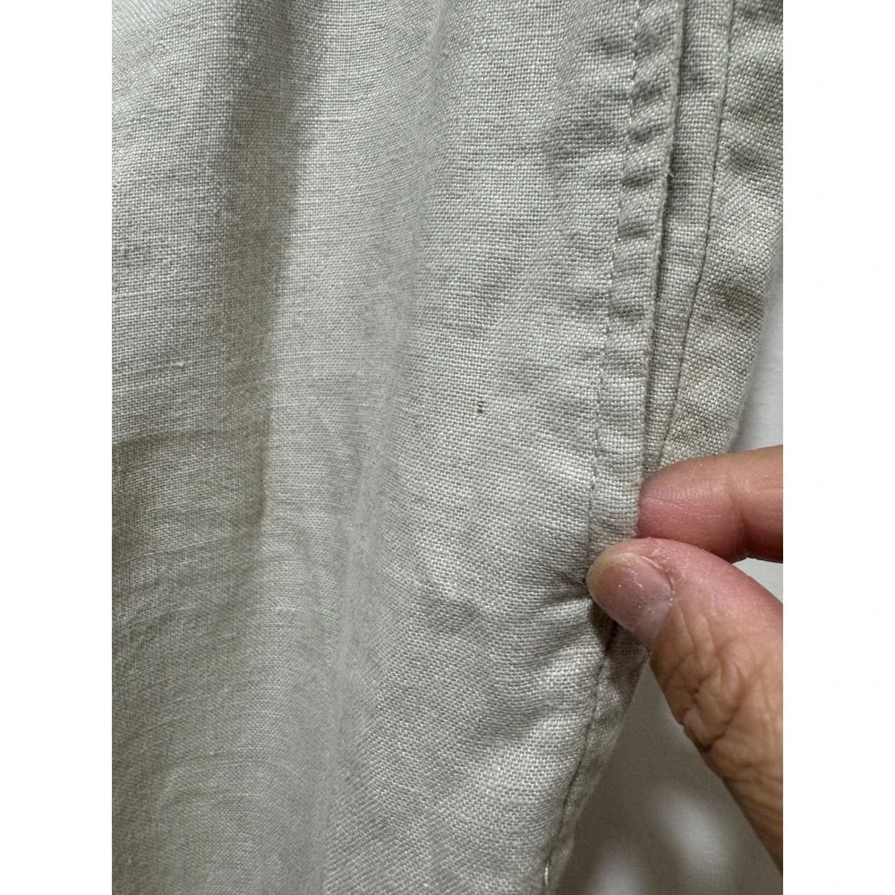 Forever 21 Men Beige 100% Linen Drawstring Elastic Waist Trousers Pants Small
